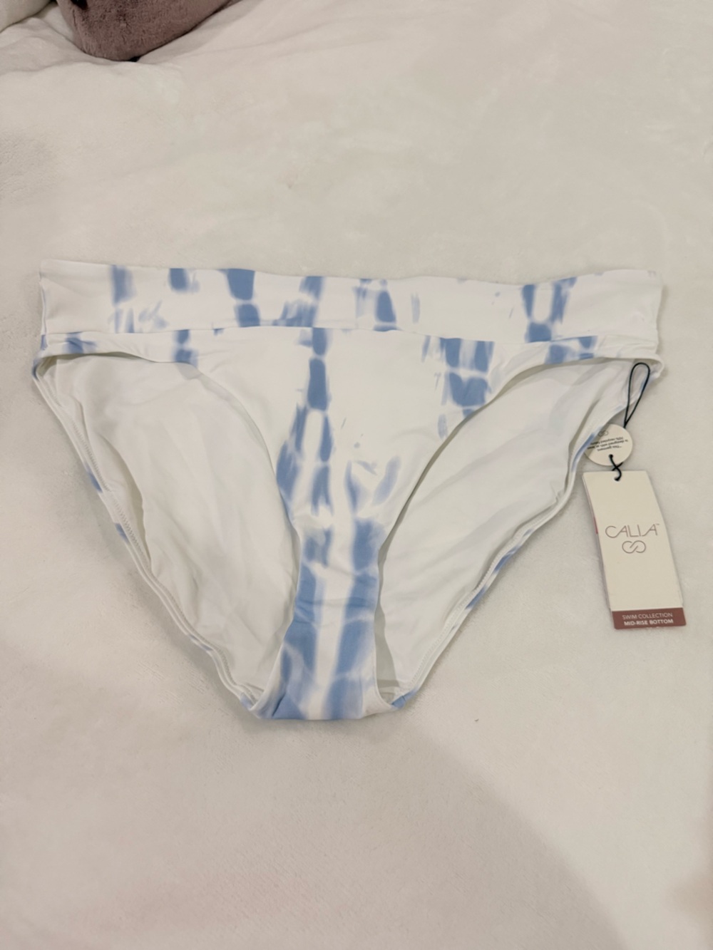 CALIA by Carrie Underwood White Bikini Bottoms with Light Blue Tie-Dye Size XL